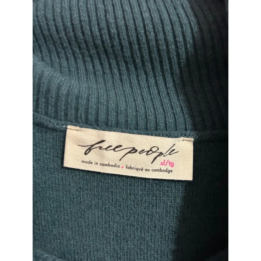 Free People Women’s Sigma Lambswool Turtleneck Sweater size XL NWT Teal